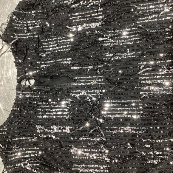 ZARA Black Sequin & Fringe Mini Shift Dress - Picture 4 of 6